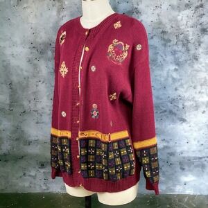 That's Me Sweater Embroidered Cardigan Size Medium